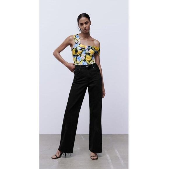 NWT ZARA Knotted Floral Printed Bodysuit Sz Small - Picture 7 of 11